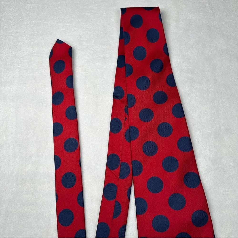 Oak Creek‎ Silk Red and Blue Polka Dot Tie Italy pattern fun vintage wedding